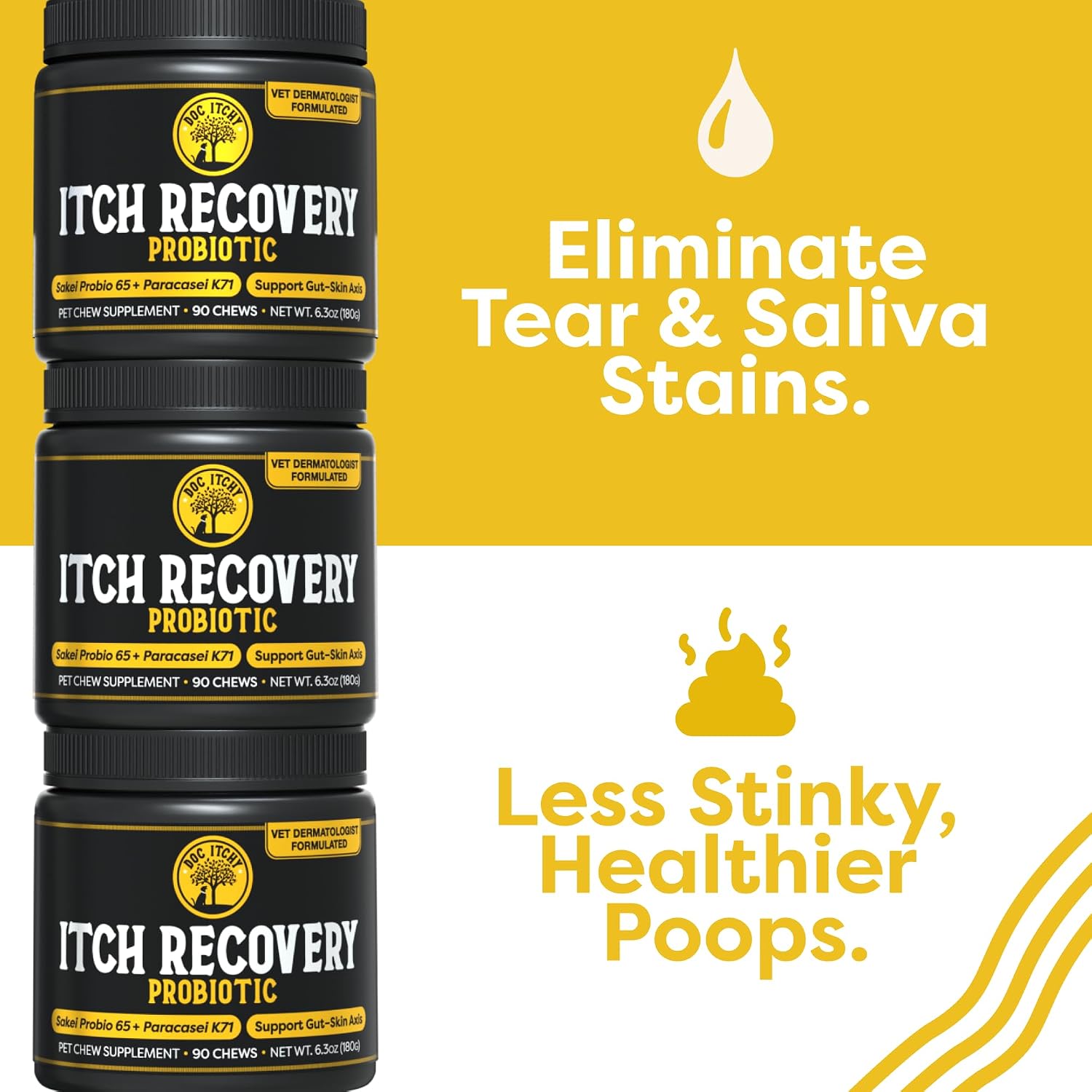 Doc Itchy Itch Recovery Dog Probiotic Chews | L. Sakei & L. Paracasei | Clinical-Strength | 90 Count - görsel 2