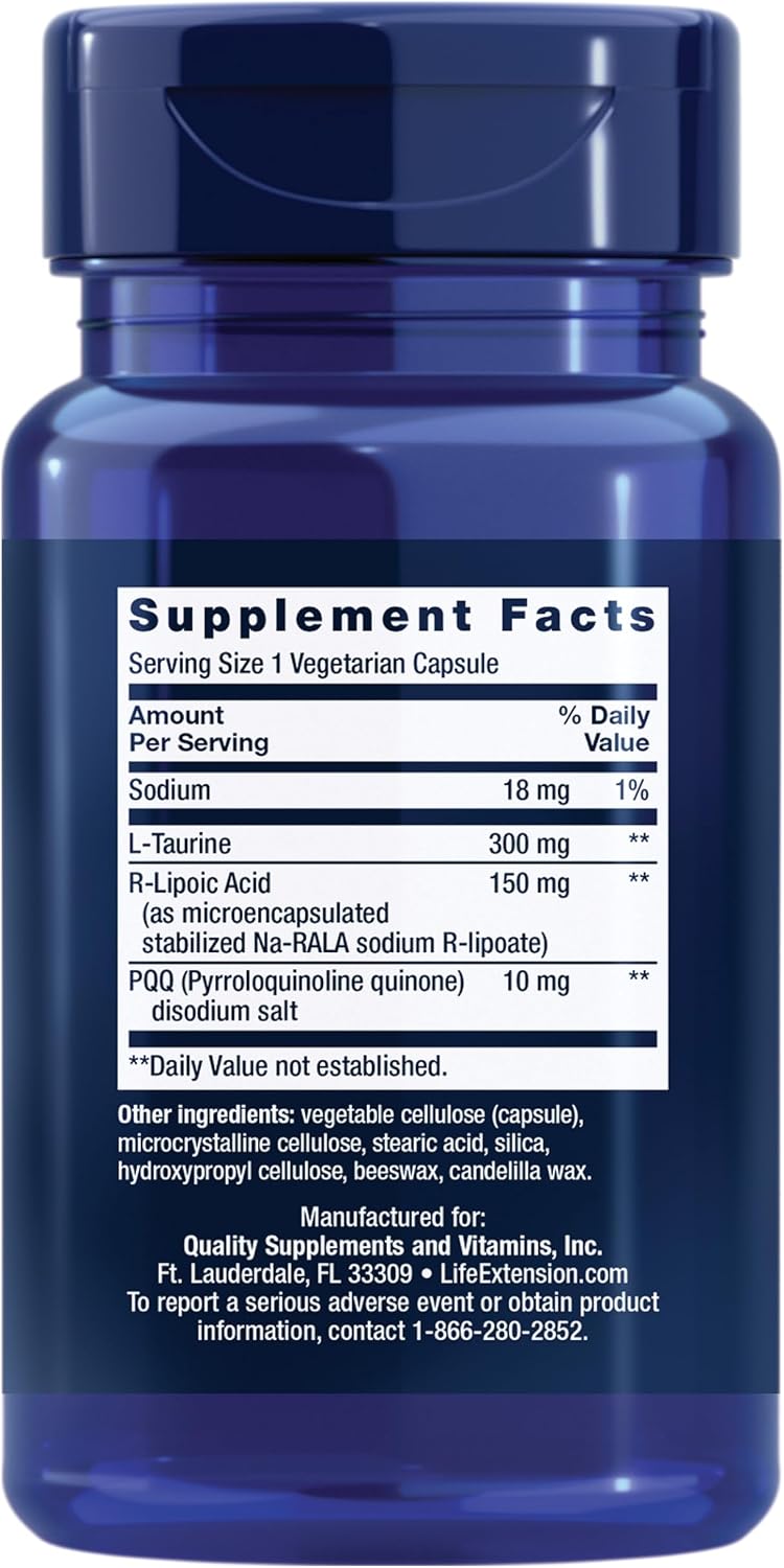 Life Extension Mitochondrial Basics with PQQ, L-Taurine, R-Lipoic Acid, 30 Capsules - görsel 2