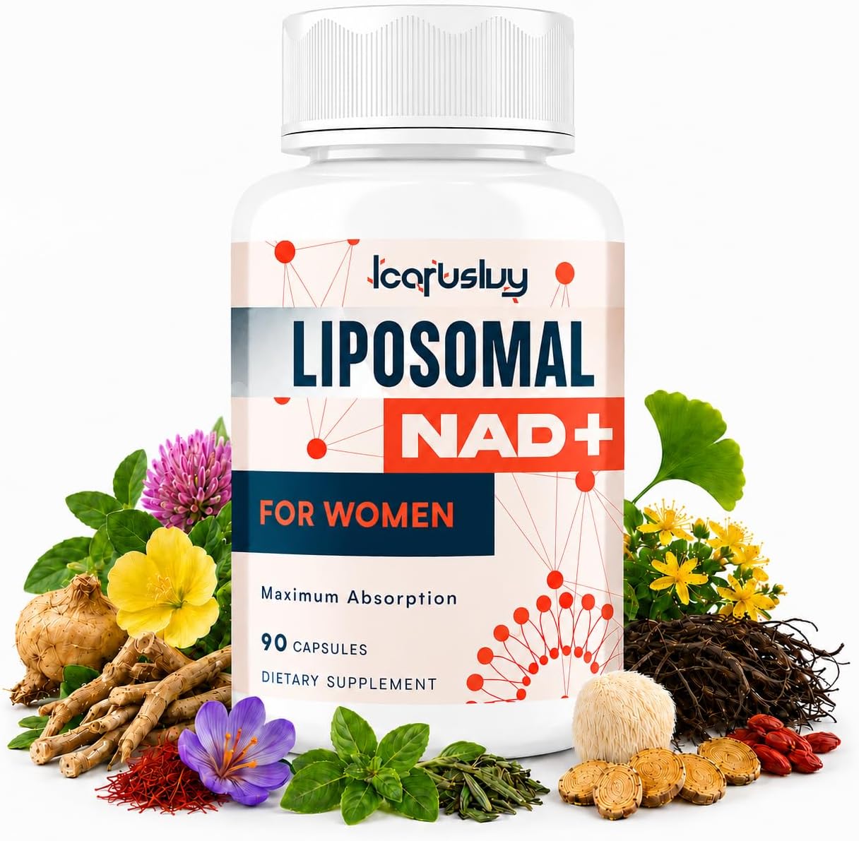 IcarusIvy Liposomal NAD+ Supplement for Women – 2000mg NMN Alternative – 90 Capsules - görsel 1
