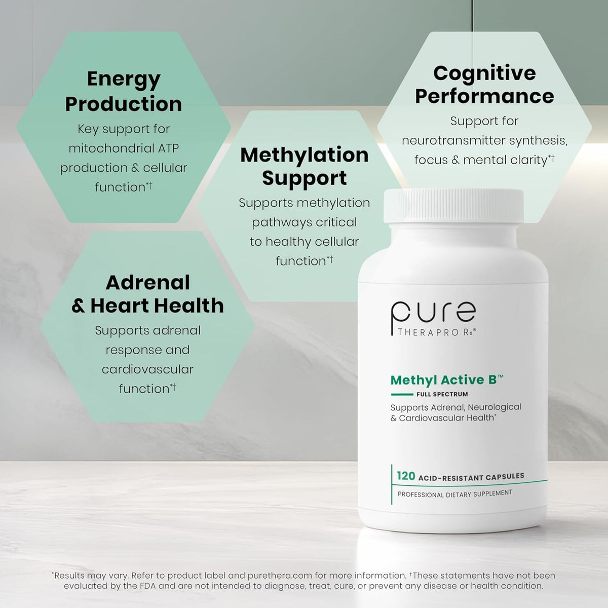 Pure Therapro Rx Methylated B Complex Vitamins - Active Methyl B12, Methylfolate, Benfotiamine, Choline, TMG - 60 Capsules (2-Month Supply) - görsel 4