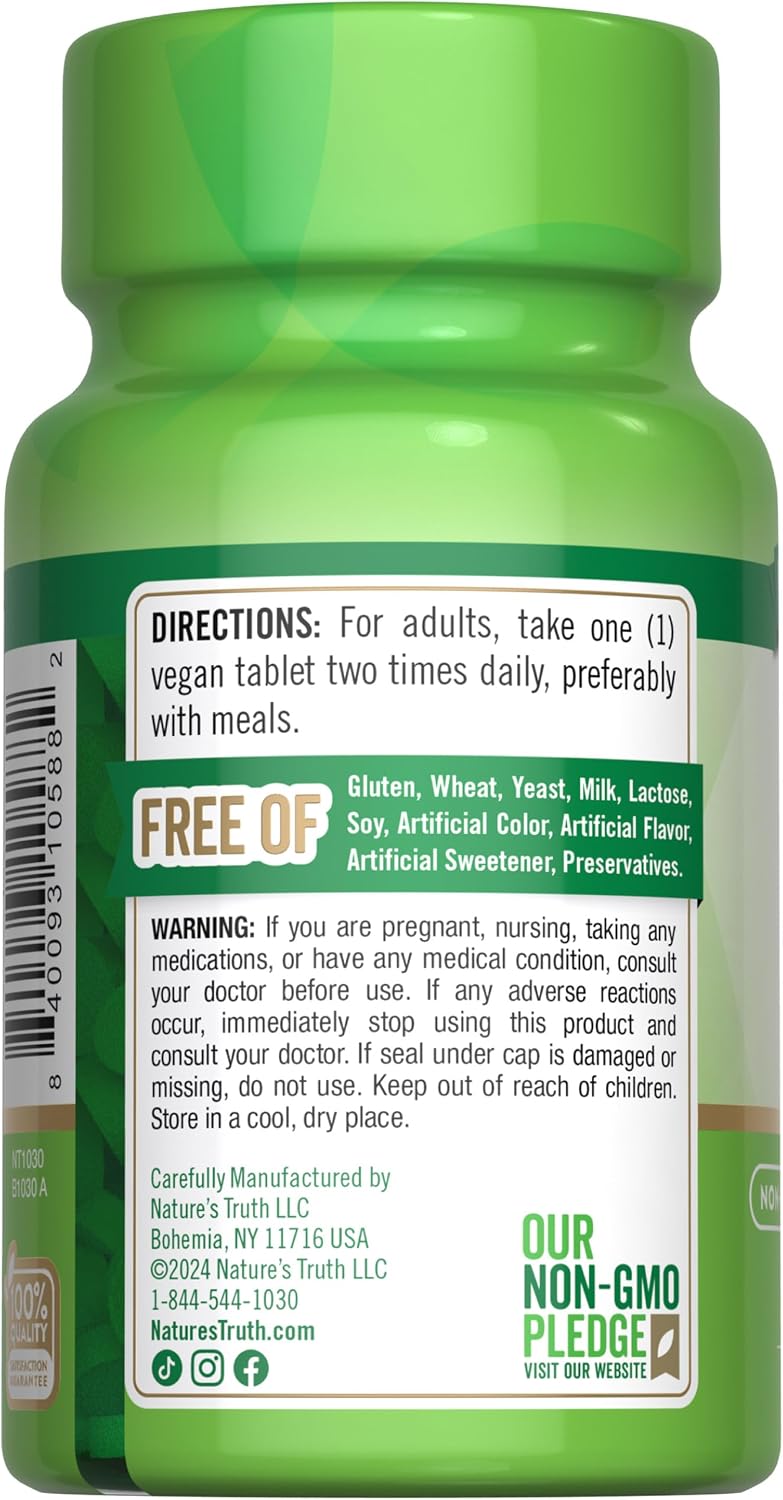 Nature's Truth Vitamin B1 100mg (Thiamine) - 100 Tablets - Vegan, Non-GMO & Gluten-free Food Supplement - görsel 7