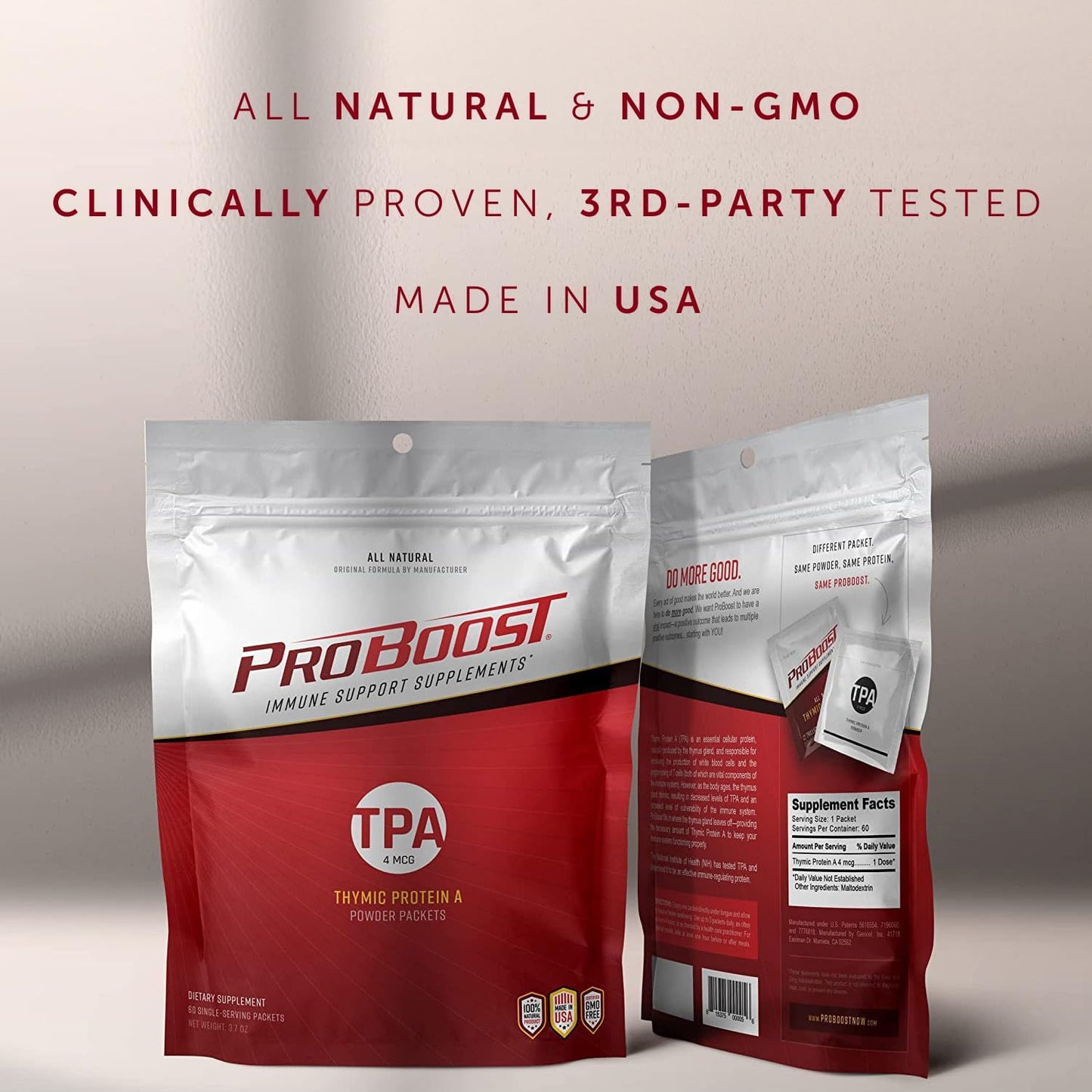 ProBoost Thymic Protein A (TPA) Powder Sachets - Immune Support - 60 Sachets, 4 mcg Each - görsel 4