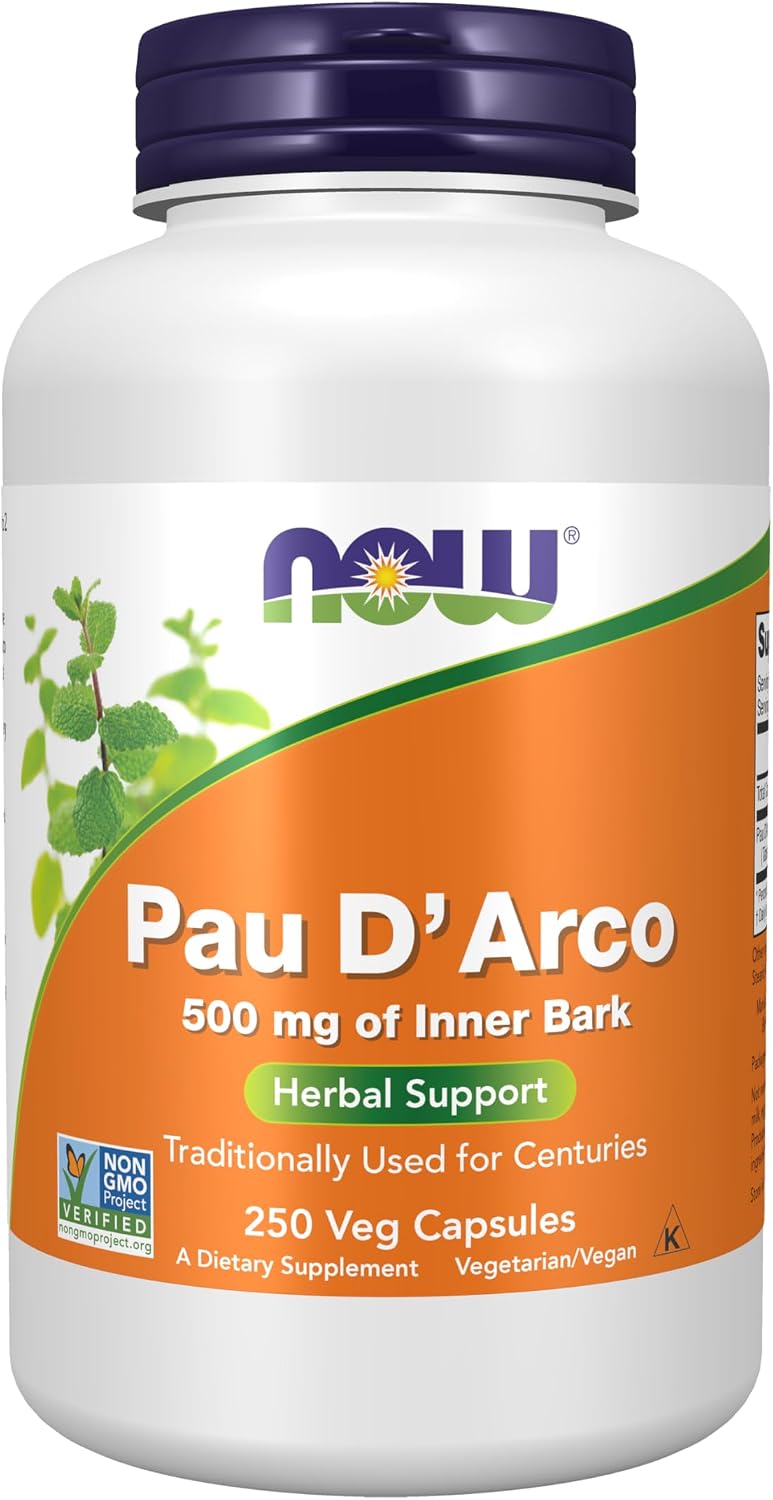 NOW Pau D'Arco 500 mg - Herbal Support, 250 Vegan Capsules - görsel 1