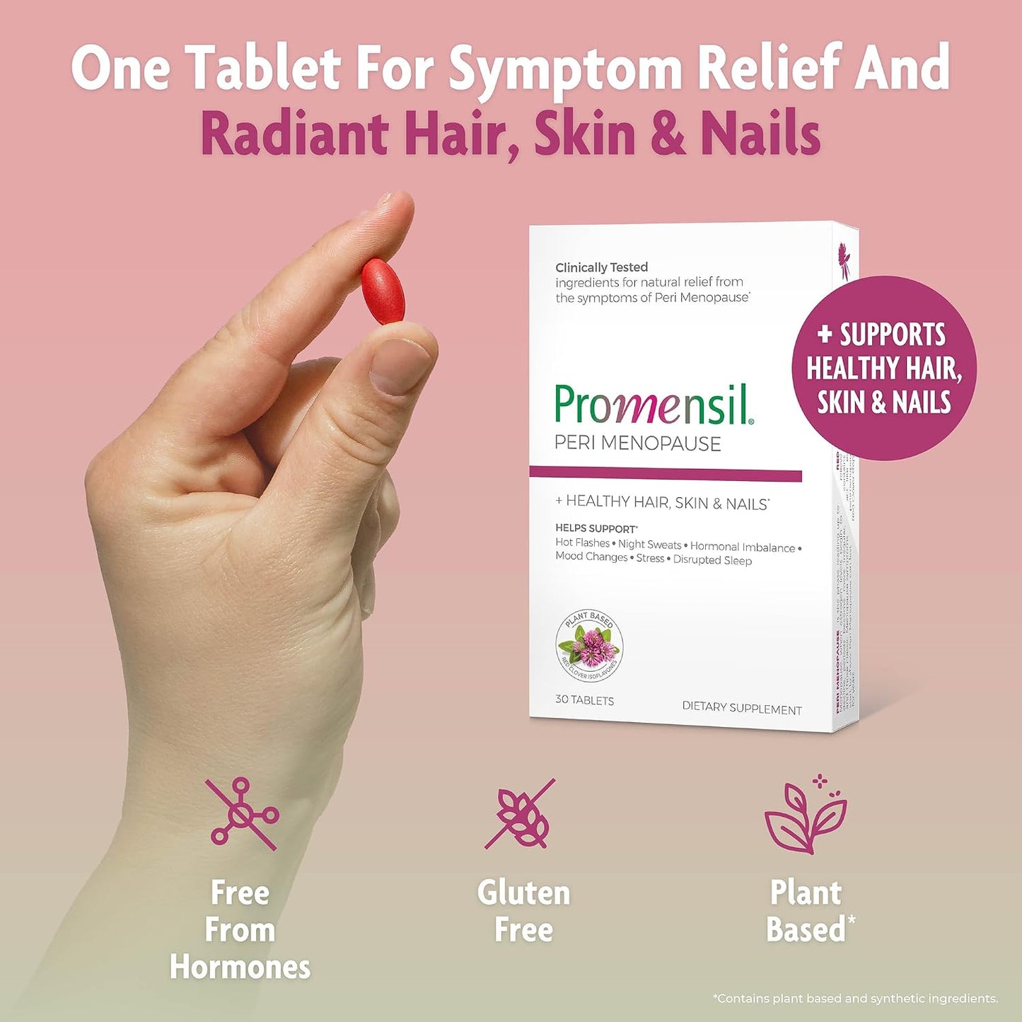 Promensil Perimenopause Supplements for Women – Red Clover Isoflavones with Biotin and Vitamin D, 30 Tablets - görsel 4
