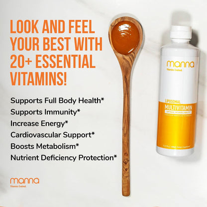 Manna Vitamins Evolved Liposomal Multivitamin – Daily Liquid Multivitamin for Men and Women, 20 Vitamins & Minerals, Immune Function & Energy Release, 3-Pack