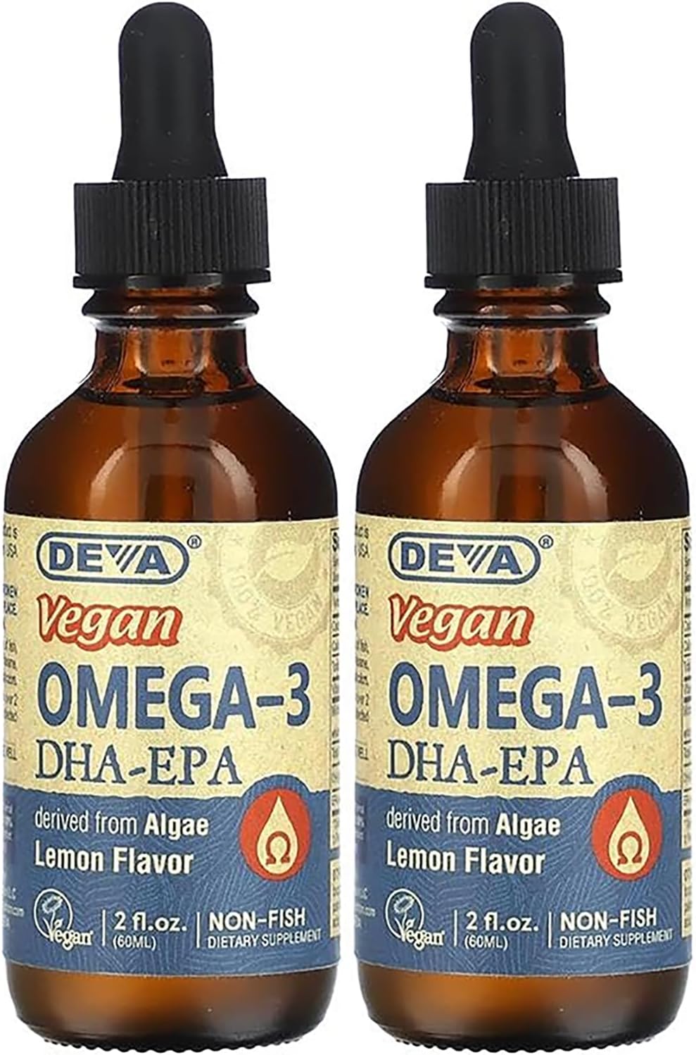 DEVA Vegan Liquid DHA-EPA, Lemon Flavour, 2-Pack (2 fl oz each) - görsel 1