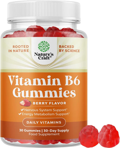 Vitamin B6 Gummies 50mg for Men & Women – Immune, Nerve & Mood Support – Vegan & Kosher – 60 Gummies