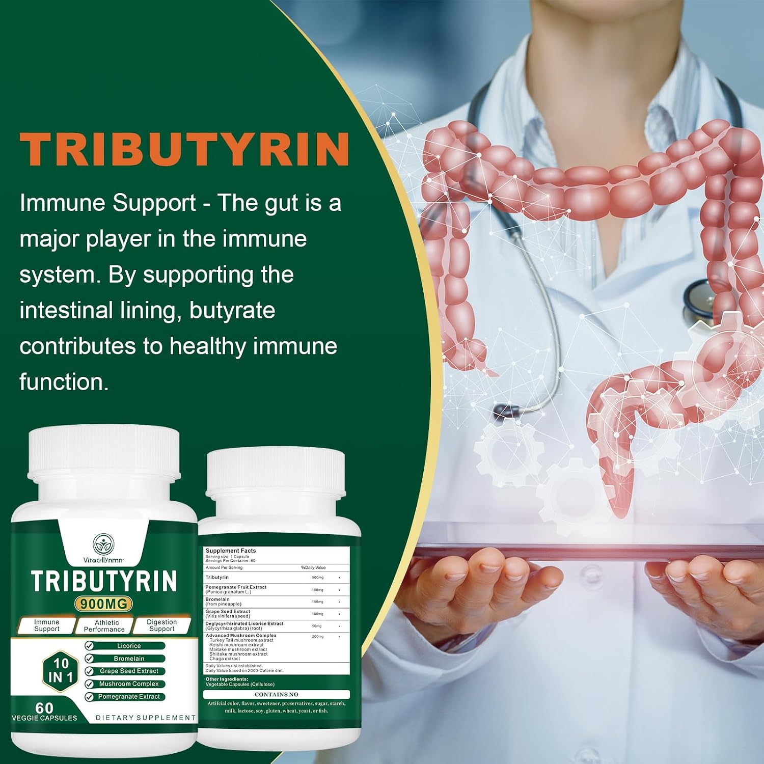 VITACRLLYNMN Tributyrin Supplement – Butyrate Precursor for Gut Barrier Support - görsel 4