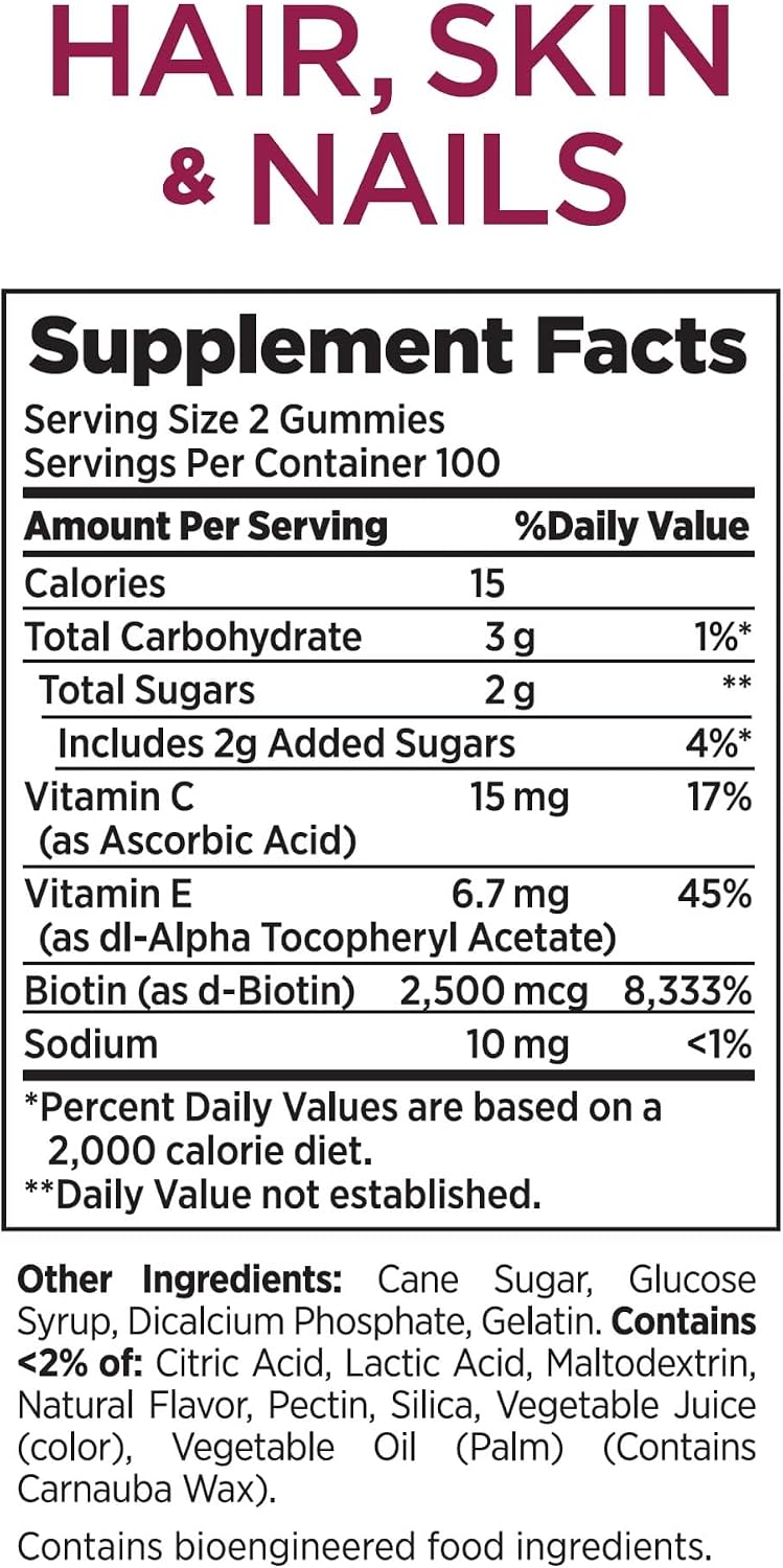 Nature's Bounty Vitamin Biotin Optimal Solutions Hair, Skin and Nails Gummies, 80 Gummies - görsel 2