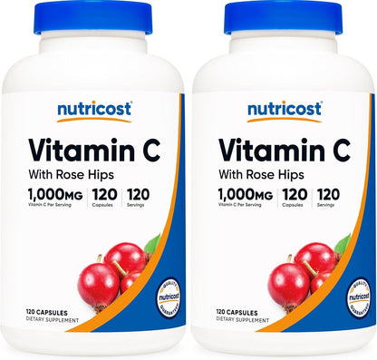 Nutricost Vitamin C with Rose Hips 1025mg, 240 Capsules (3 Bottles)