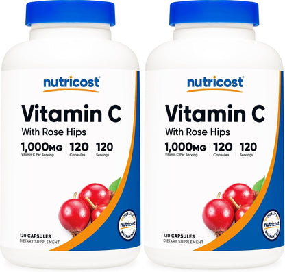 Nutricost Vitamin C with Rose Hips 1025mg, 240 Capsules (2 Bottles)