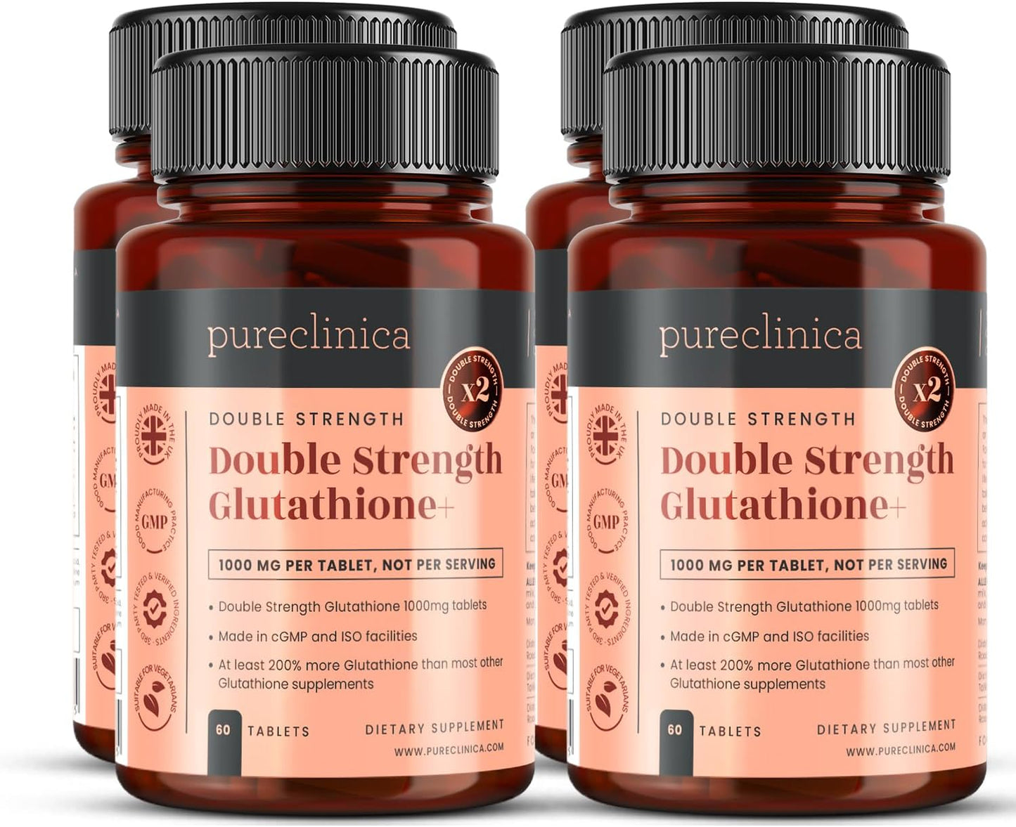 pureclinica Glutathione 1000mg – 120 Tablets (2-Pack) | High Strength with Glutathione, ALA & Vitamin C - görsel 9
