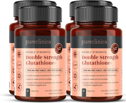pureclinica Glutathione 1000mg – 120 Tablets (2-Pack) | High Strength with Glutathione, ALA & Vitamin C