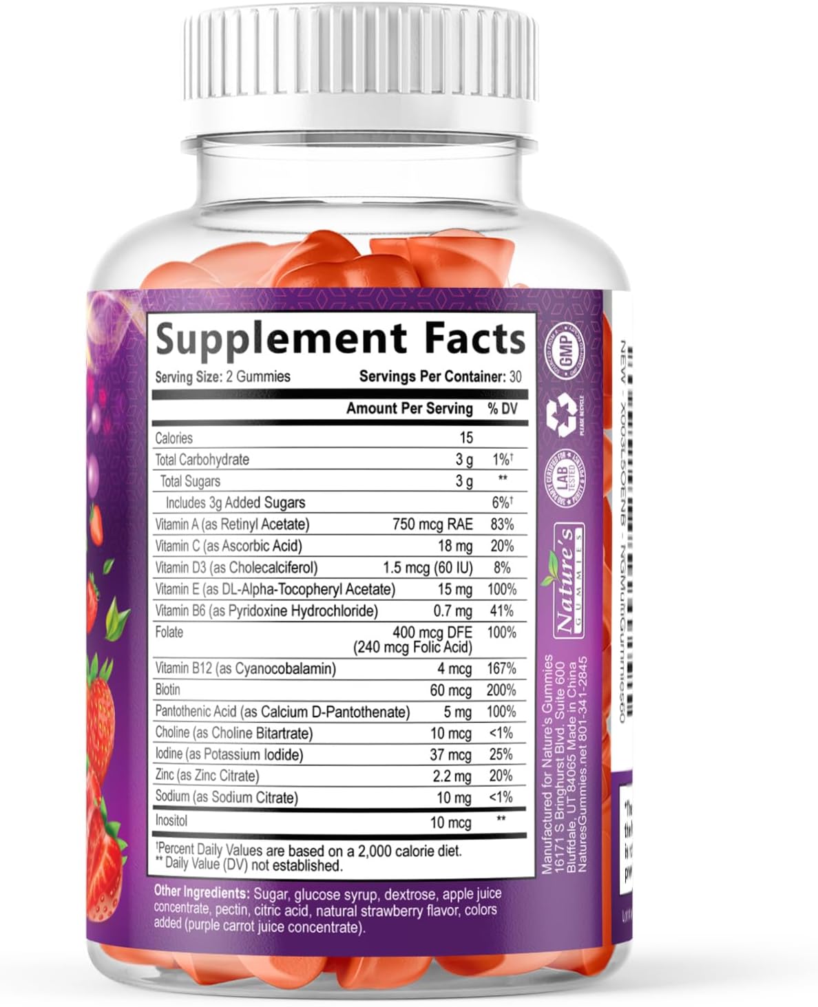 Multivitamin Gummies for Adults – Complete Chewable Multivitamin for Women & Men – Essential Vitamins with A, C, D, E & High-Strength B12 – Vegetarian Gummy Vitamins – 60 Gummies - görsel 9