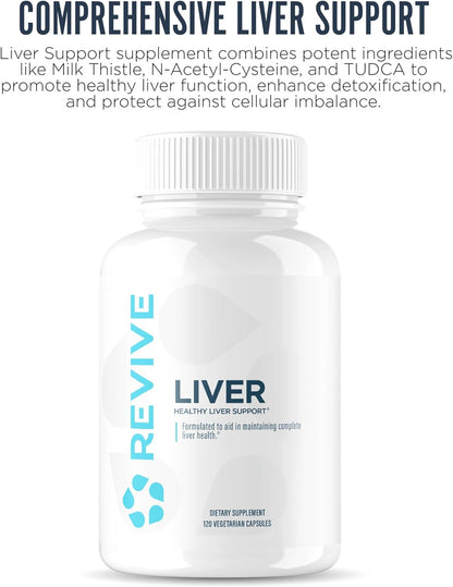 Revive MD Natural Liver Support Supplement - Milk Thistle, NAC, TUDCA - 120 Capsules