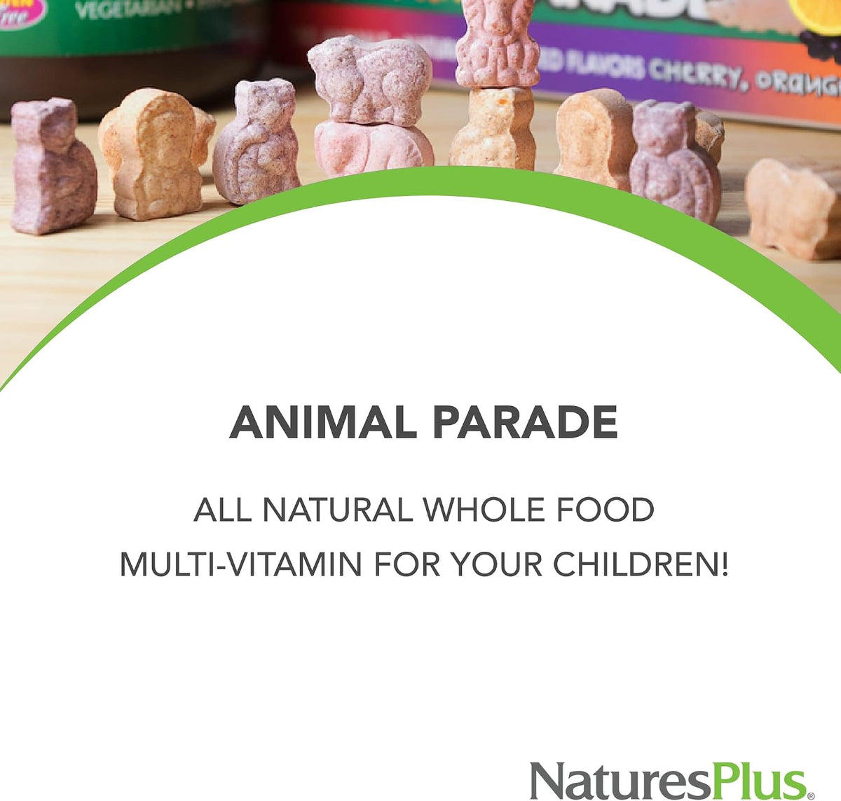 NaturesPlus Animal Parade Multivitamin Children's Chewables - Watermelon Flavour - 90 Tablets - görsel 3