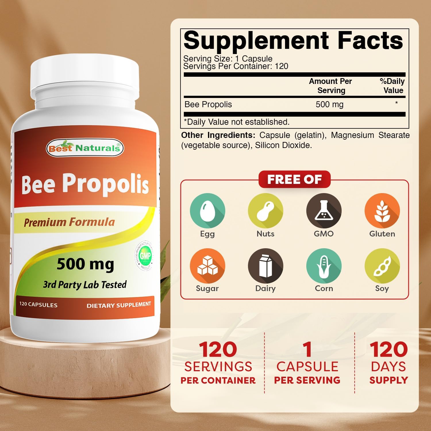 Best Naturals Bee Propolis 500 mg – 240 Capsules (Pack of 2) - görsel 2