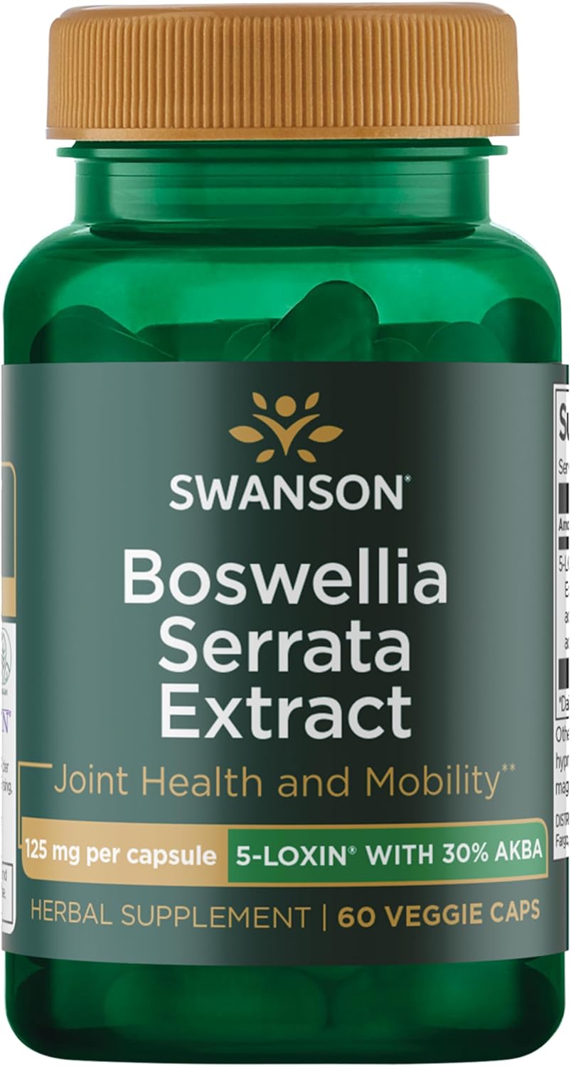 Swanson Boswellia Serrata Extract – Herbal Supplement for Joint Support, Mobility & Flexibility* – 5-LOXIN Standardised – Non-GMO – 60 Vegetarian Capsules - görsel 1