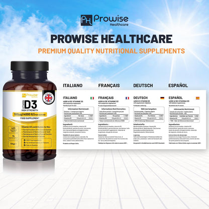 Vitamin D3 4000 IU High Strength - 425 Vegetarian Tablets (14-Month Supply) - Immune & Bone Support