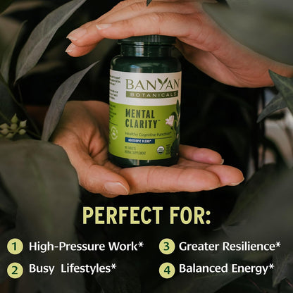 Banyan Botanicals Organic Mental Clarity – Herbal Support for Alertness and Focus – 90 Tablets