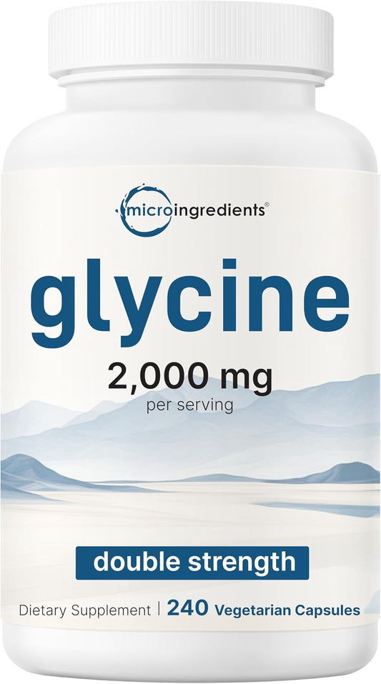 Glycine 2,000mg Per Serving - 240 Veggie Capsules – Free-Form Amino Acid for Nervous System Support by Micro Ingredients
