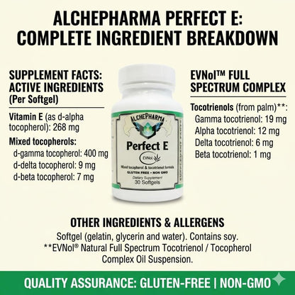Perfect E - Patented EVNol® Full Spectrum Tocotrienol Complex (268mg - 400 IU) - 30 Softgels