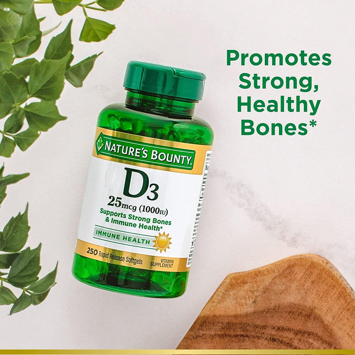 Nature's Bounty Vitamin D3 1000 IU Rapid Release Softgels, 250 Capsules (Pack of 3) - görsel 3