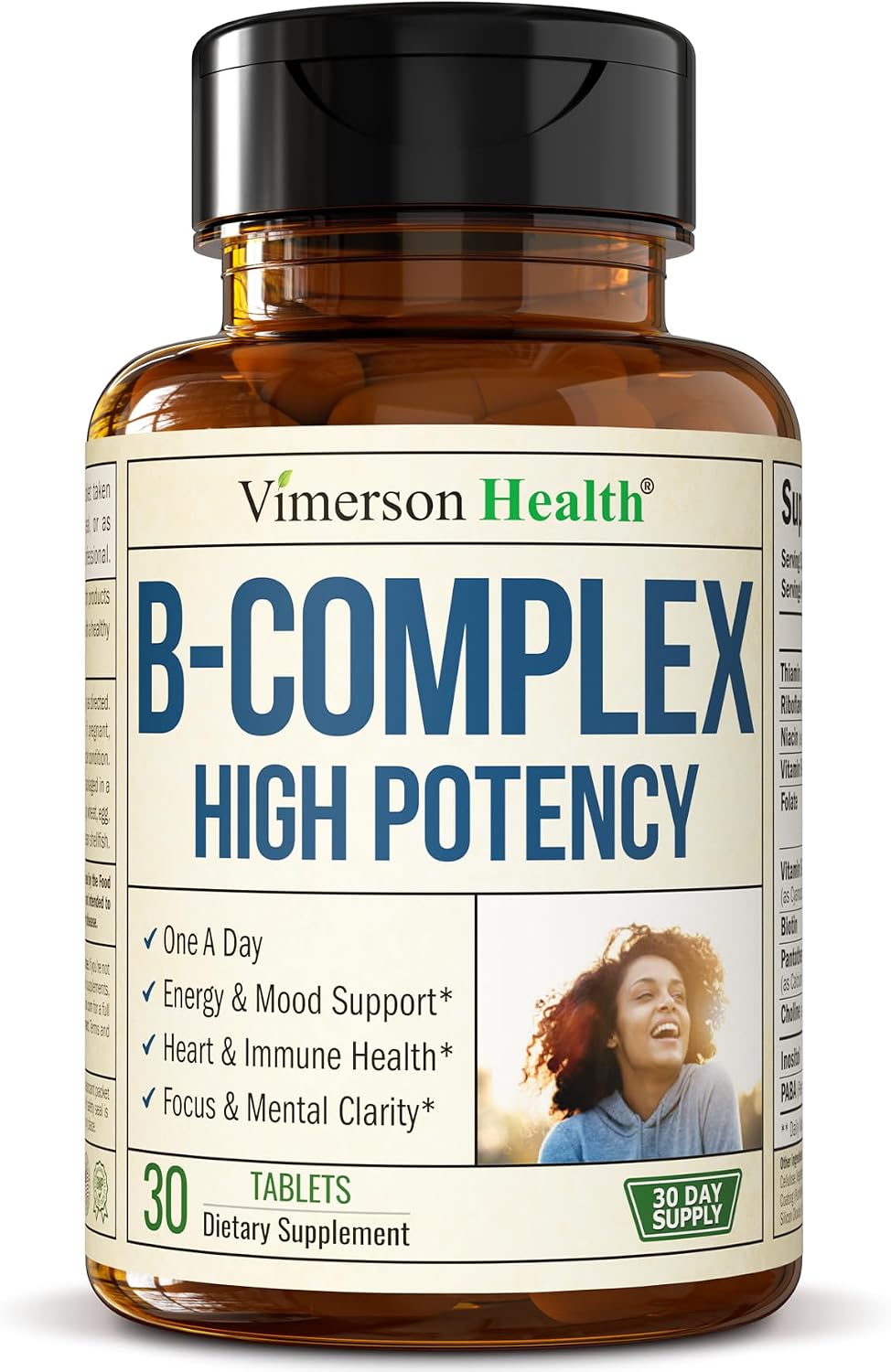 Vitamin B Complex with B12, Niacin, B6, Folic Acid – High Potency, One a Day - görsel 1