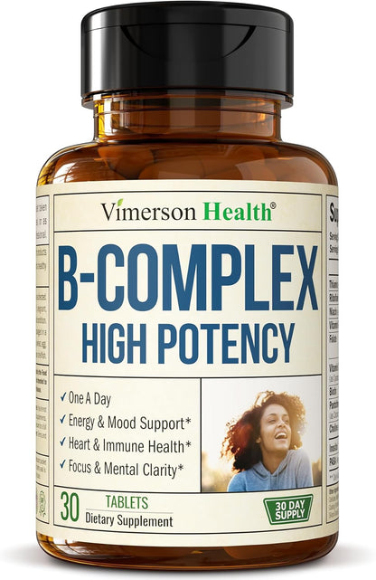 Vitamin B Complex with B12, Niacin, B6, Folic Acid – High Potency, One a Day