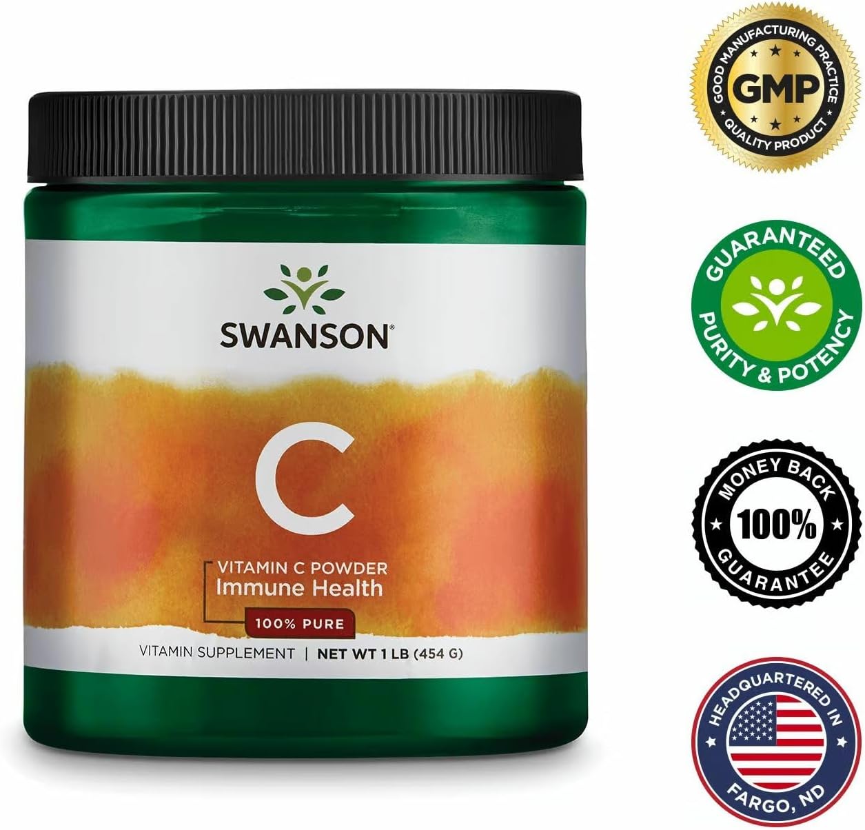 Swanson Vitamin C Powder 100% Pure Ascorbic Acid, for Normal Immune Function, Skin Health, and Antioxidant Protection, 1000 mg per Serving, 1 lb (454 g) 3-Pack - görsel 6