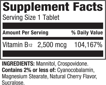 Spring Valley Vitamin B12 Quick-Dissolve Tablets Dietary Supplement – Vitamin B12 2500 mcg – 120 Tablets Bundle with Lual's 45 Diabetes Decoded
