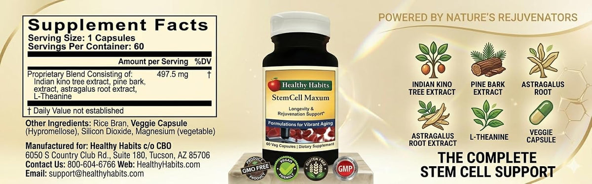 Healthy Habits StemCell Maxum Plant Based Age-Defying Support Supplement - görsel 9