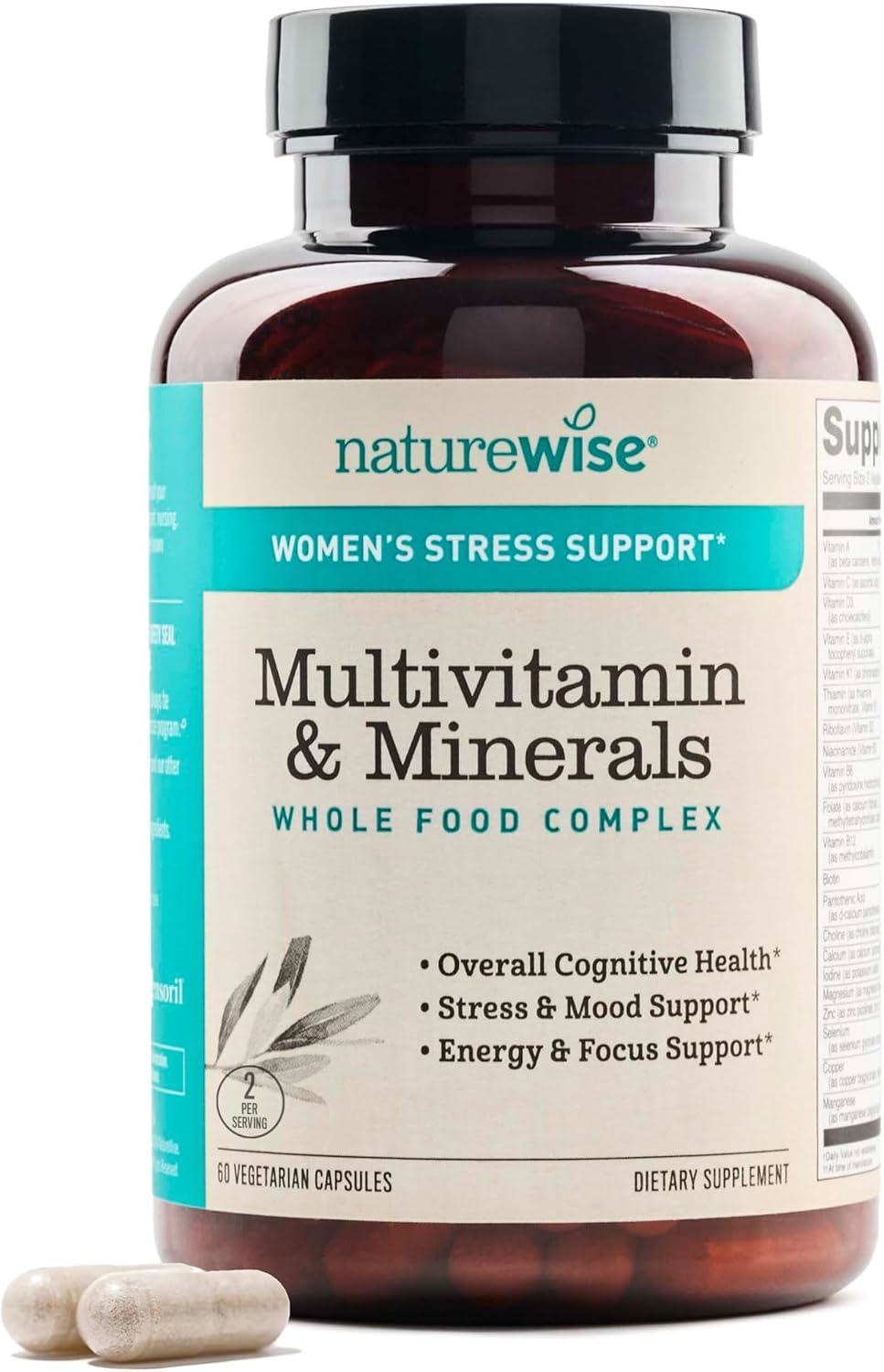 NatureWise Multivitamin for Women with Stress Support – Organic Whole Foods & Natural Minerals - görsel 1