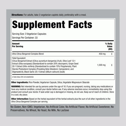 Piping Rock Citrus Bergamot Supplement – 100 Vegetarian Capsules, Non-GMO & Gluten-free