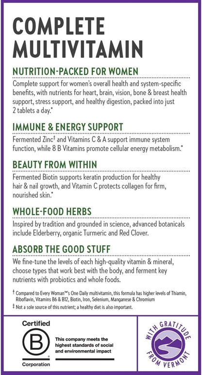 New Chapter Women's Multivitamin Advanced Formula – Fermented Whole-Food Nutrients with Iron & Vitamin D3, 72 Tablets