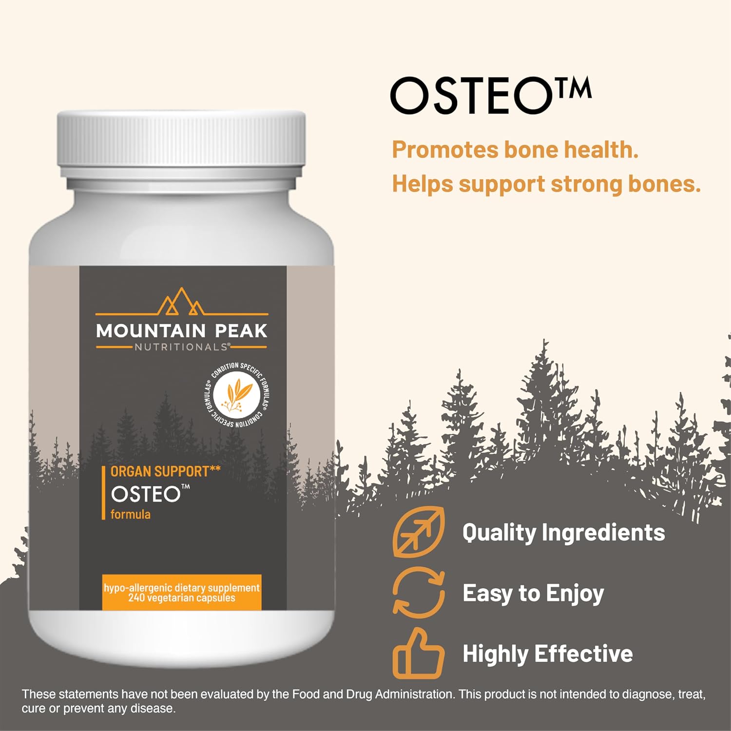 Mountain Peak Nutritionals Osteo Supplement - Bone & Joint Support - 240 Vegetarian Capsules - görsel 2