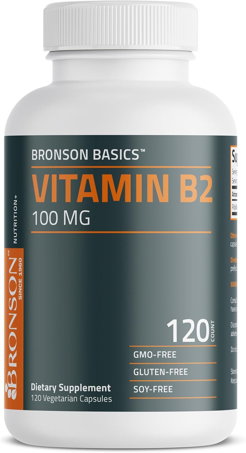Bronson Vitamin B2 (Riboflavin) 100mg, 120 Vegetarian Capsules - görsel 5