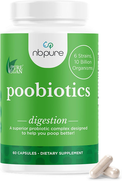 nbpure Poobiotics – Vegan Prebiotic & Probiotic for Gut Health and Regularity