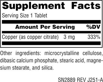 Source Naturals Copper, 3 mg - 120 Tablets
