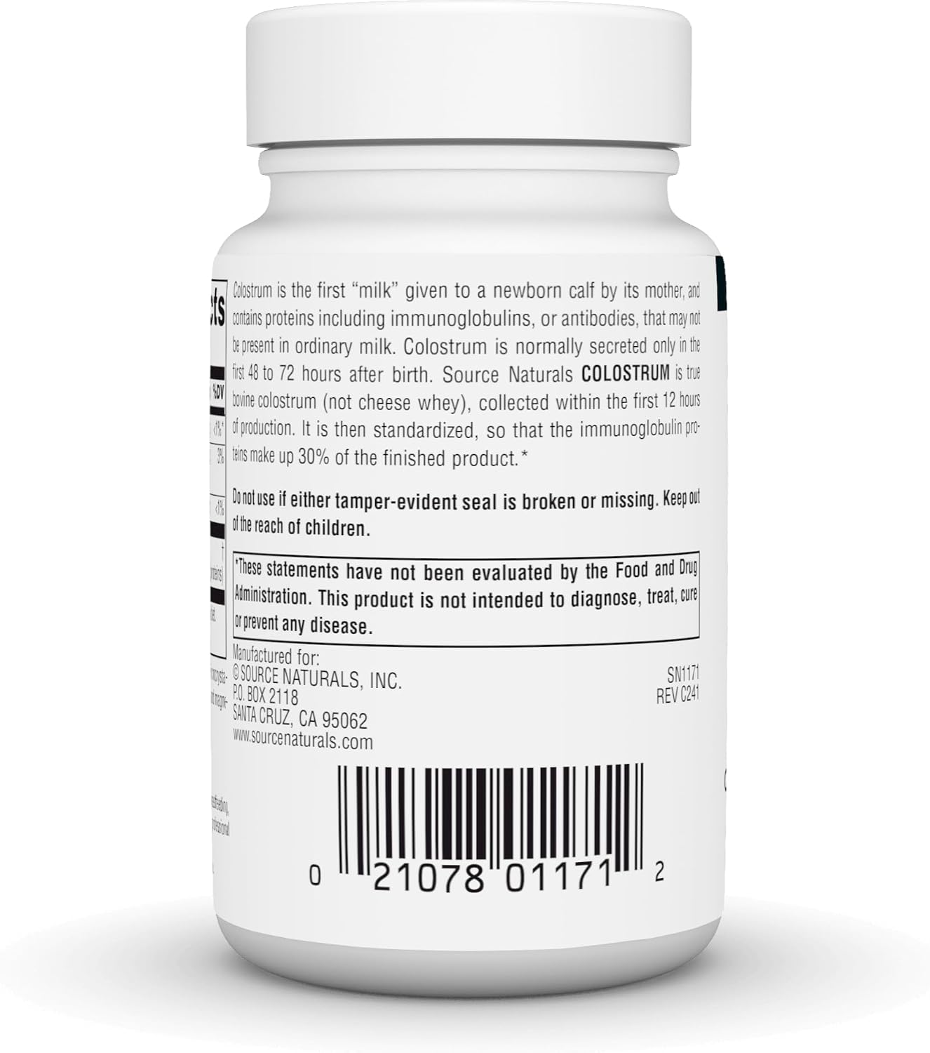 Source Naturals Colostrum - Standardised to 30% Immunoglobulins - 650 mg - 30 Tablets - görsel 3