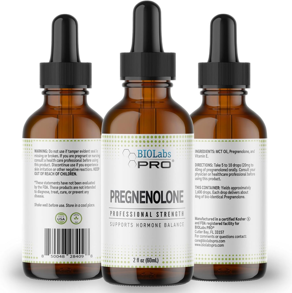 BIOLABS PRO Pregnenolone, Natural Bio-Identical Pregnenolone Oil, Supports Hormone Balance, 60ml Bottle – Six Month Supply - görsel 2