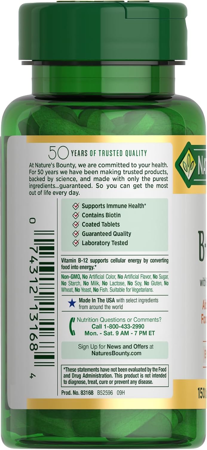 Nature's Bounty Super B Complex Vitamins with Vitamin C & Folic Acid, 150 Tablets - görsel 7