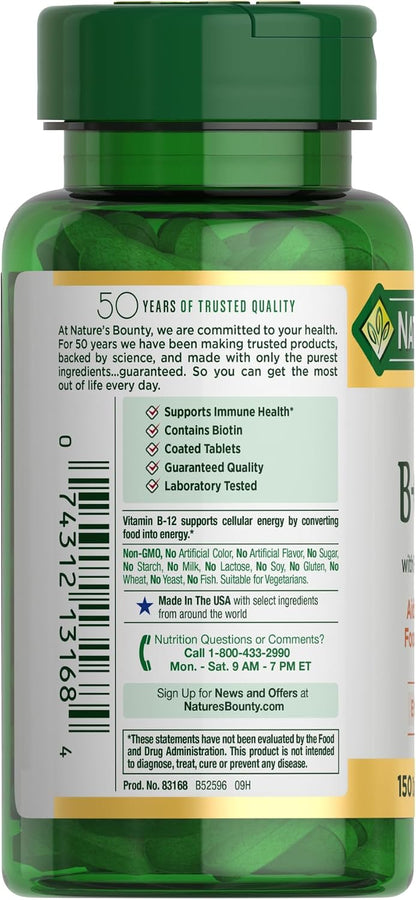 Nature's Bounty Super B Complex Vitamins with Vitamin C & Folic Acid, 150 Tablets