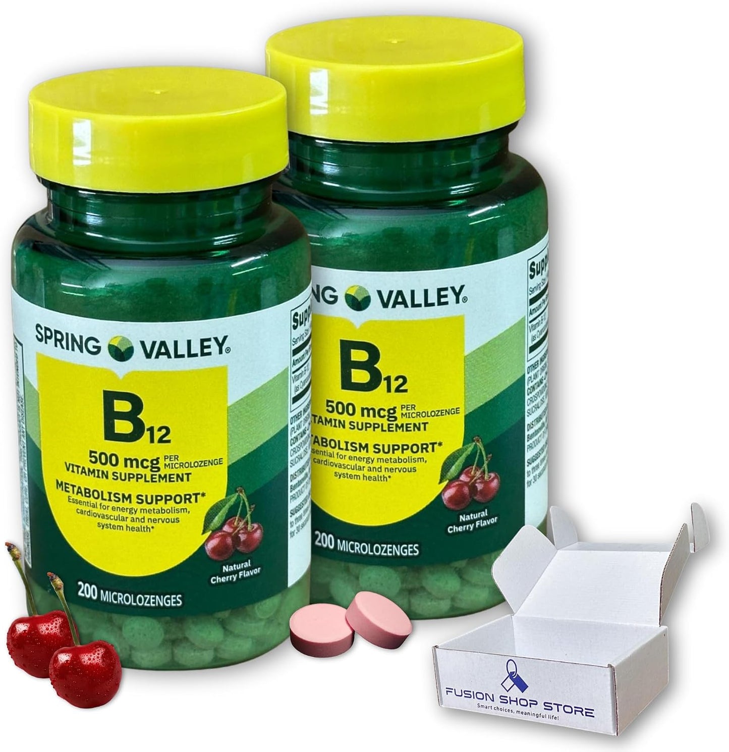 B12 500 mcg Sublingual Cherry Flavour - 200 Lozenges (Pack of 2) - görsel 1