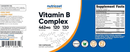 Nutricost High Potency Vitamin B Complex with Vitamin C, 120 Capsules