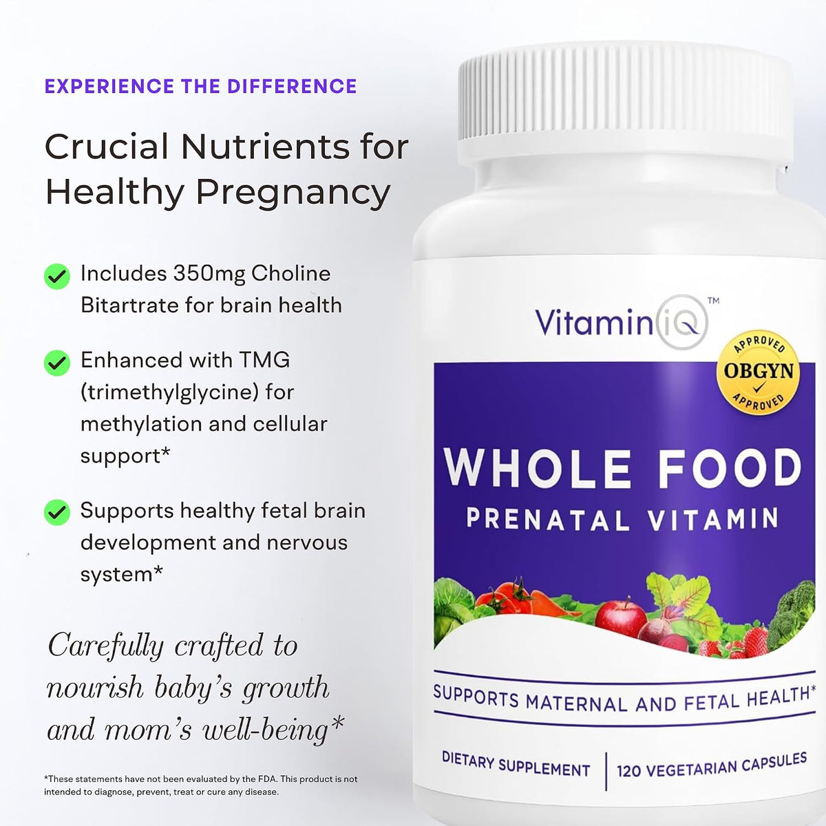 Whole Food Prenatal Vitamins (120 Capsules) – Natural Support for Maternal & Foetal Health - görsel 3