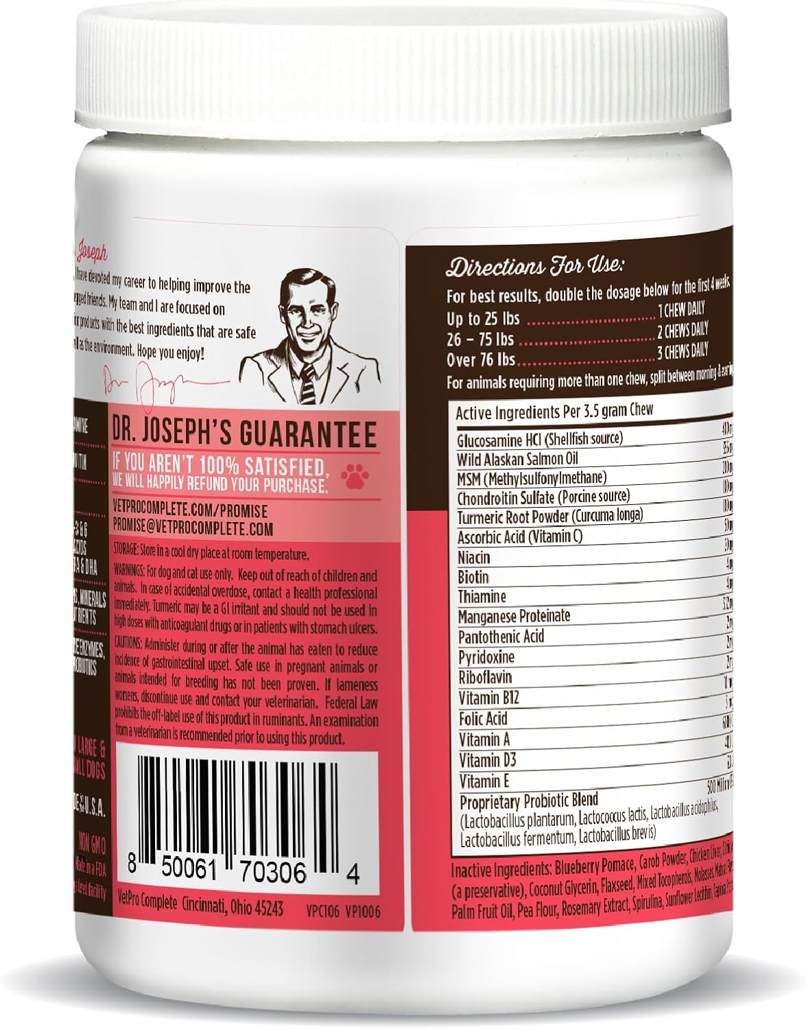 Dr. Joseph's VetPro Complete Multivitamin for Dogs – 120 Chews (Large Breed 60-Day Supply) - görsel 8