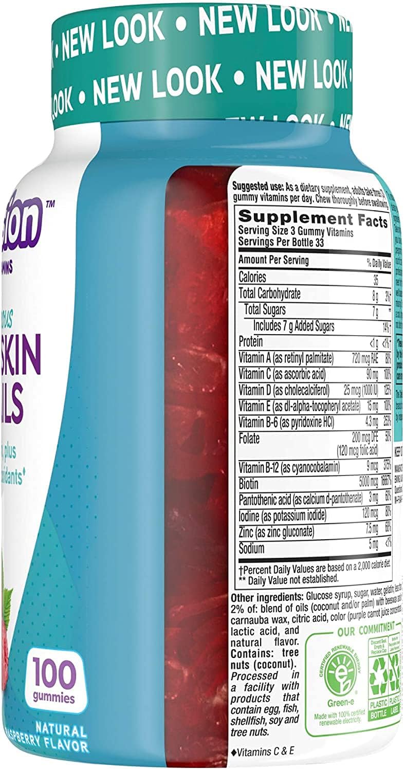 Vitafusion Gorgeous Hair, Skin & Nails Multivitamin, Raspberry 100 Gummies (Pack of 2) - görsel 3