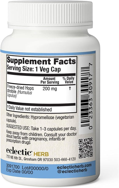 Eclectic Institute Raw Fresh Freeze-Dried Non-GM Hops - 90 Capsules (200 mg)