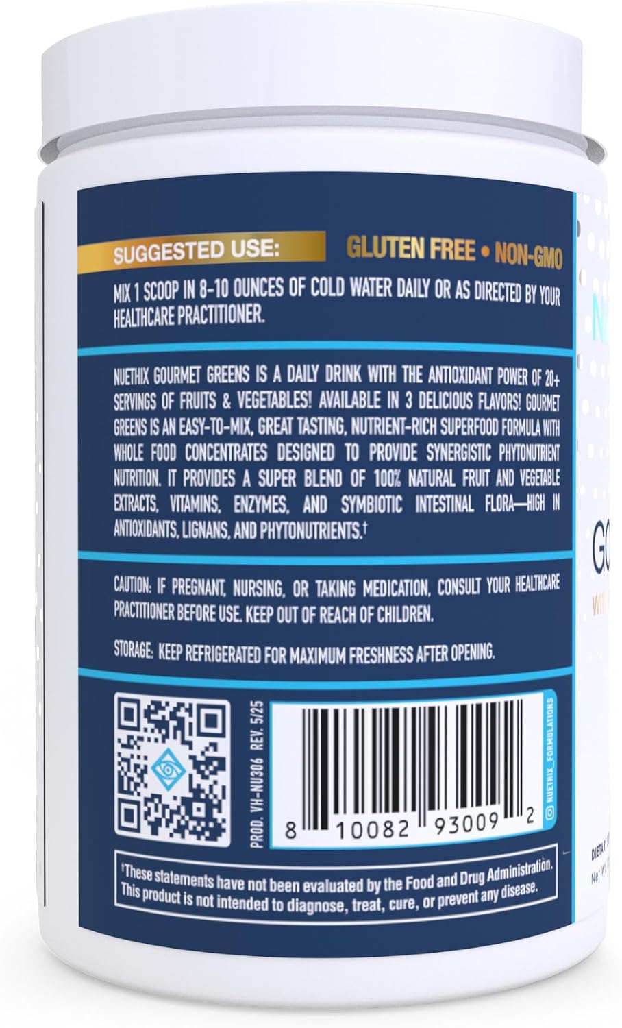 NuEthix Formulations Gourmet Greens Drink Powder - Espresso, 27 Servings - görsel 2